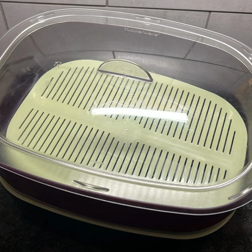 Tupperware Oval Stack Cooker Microwave Meal Maker Set Purple Green. Poss….